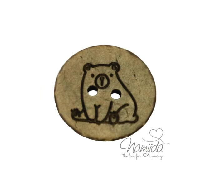 1 Stück ♥ EIGENPRODUKTION KOKOSKNOPF Happy Bear - HOLZKNOPF - 20mm ♥
