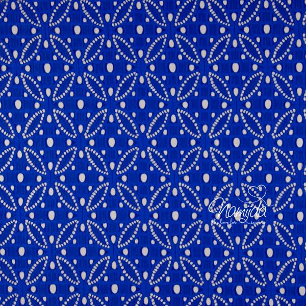0,5 MTR. ♥ Elastische Spitze ORNAMENT BLüTE - Royal Blau - Spitzenstoff ♥