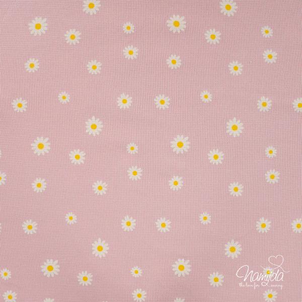 0,5 MTR. ♥ WAFFEL STRICKJERSEY - DAISIES ROSE ♥