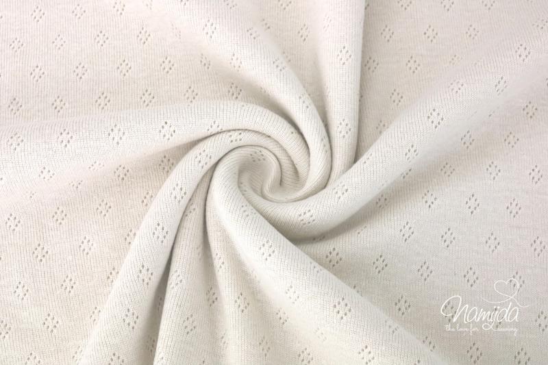 0,5 MTR.  ♥ BAUMWOLLJERSEY POINTOILLE Lochstickerrei - HELL SAND ♥