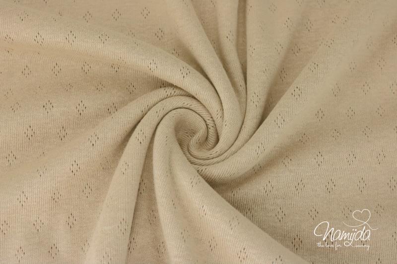0,5 MTR.  ♥ BAUMWOLLJERSEY POINTOILLE Lochstickerrei - TAUPE LIGHT ♥