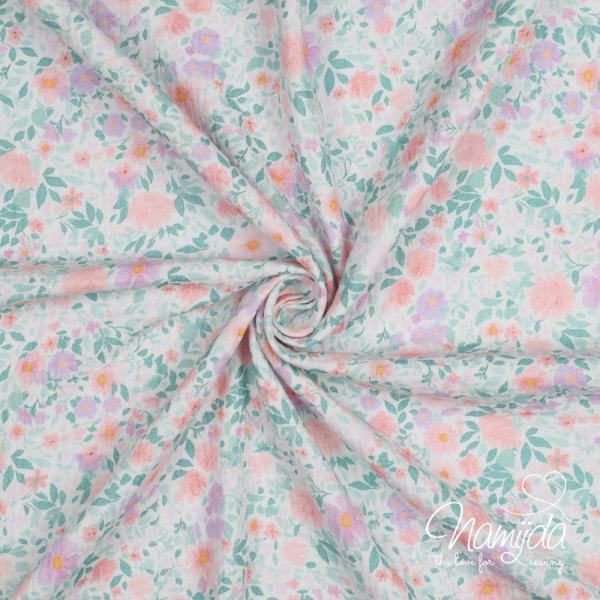 0,5 MTR. ♥ FLOWERS FLIEDER - APRICOT MUSSELIN ♥