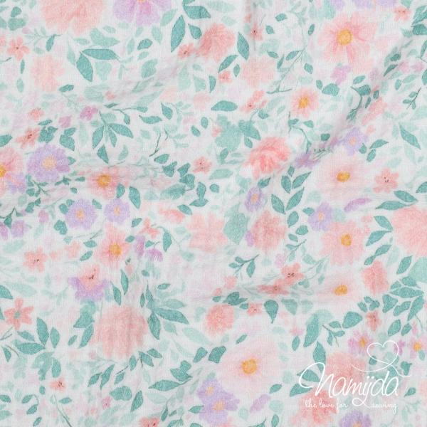 0,5 MTR. ♥ FLOWERS FLIEDER - APRICOT MUSSELIN ♥