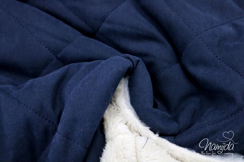 0,5 MTR.  ♥ SUPER WEICHER ABGESTEPPTER JACKENSTOFF VELOUR NAVY ♥