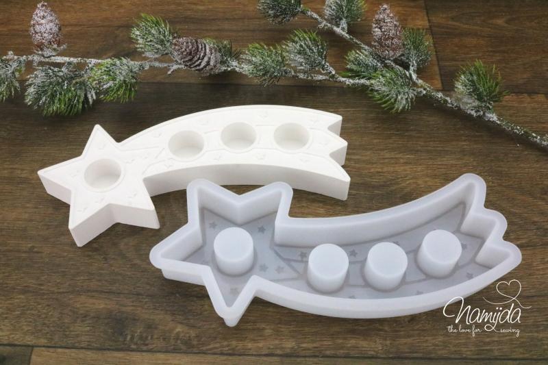 1 Set ♥ GIESSFORM SILIKON - WEIHNACHTSSTERNSCHNUPPE KERZENHALTER ♥