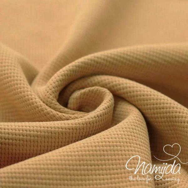 0,5 MTR.  WAFFEL STRICKJERSEY 100% BAUMWOLLE - CuRRY
