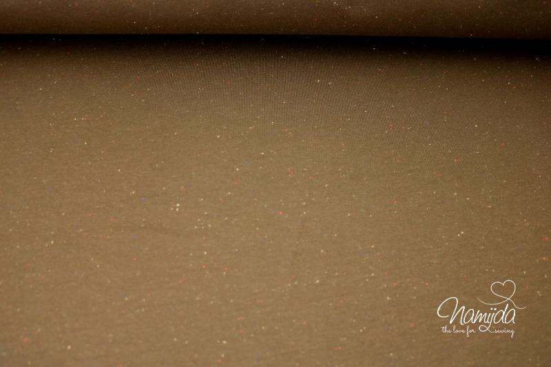 0,5 MTR. ♥ Kuschliger KONFETTI SWEAT CARAMEL - bunte Tupfen - Farbeffekte ♥