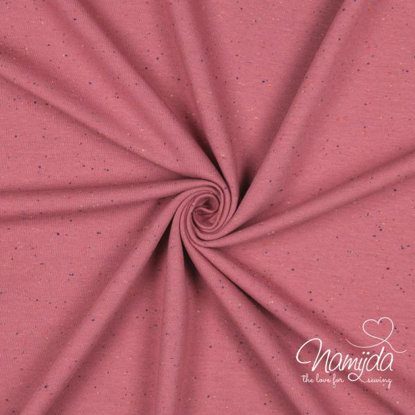 0,5 MTR.Kuschliger KONFETTI SWEAT ALTMAUVE MELANGE - bunte Tupfen - Farbeffekte