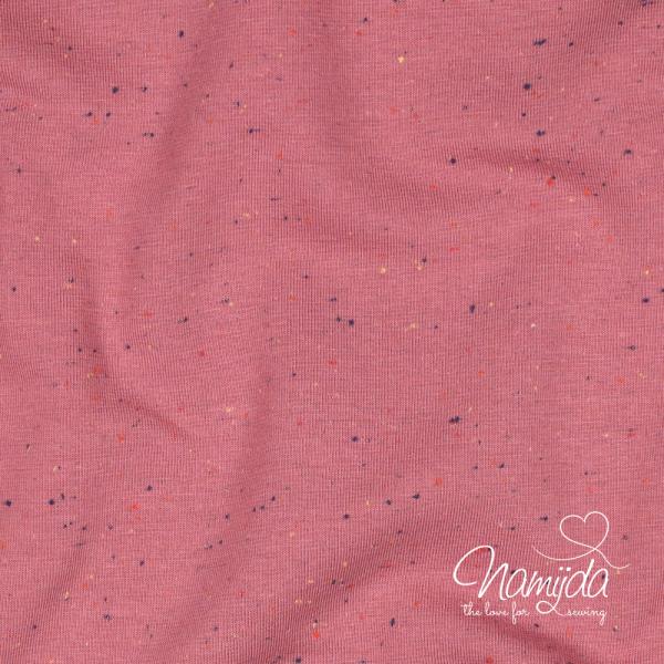 0,5 MTR.Kuschliger KONFETTI SWEAT ALTMAUVE MELANGE - bunte Tupfen - Farbeffekte