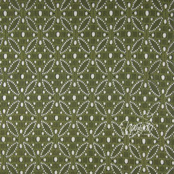 0,5 MTR. ♥ Elastische Spitze ORNAMENT BLüTE - Khaki - Spitzenstoff ♥