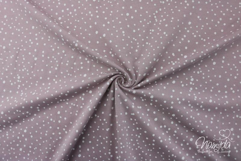 0,5 MTR. ♥ Jersey Different Dots Mauve  / Weiss - Punktejersey ♥
