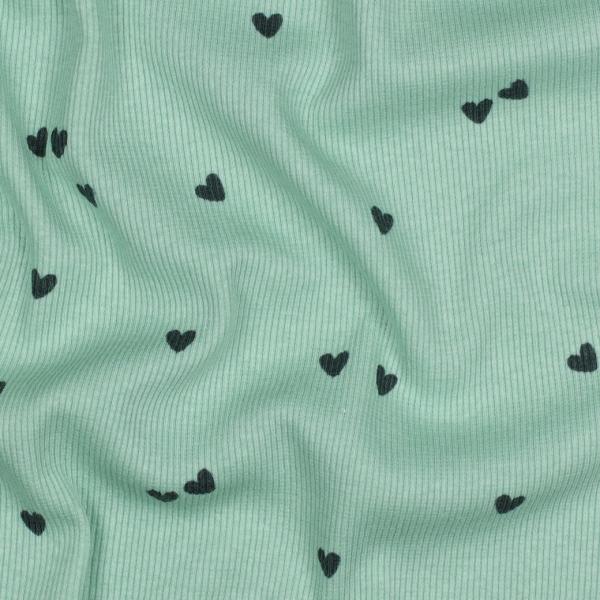 0,5 MTR. ♥ RIPPSTRICK JERSEY HERZCHEN - MINT ♥