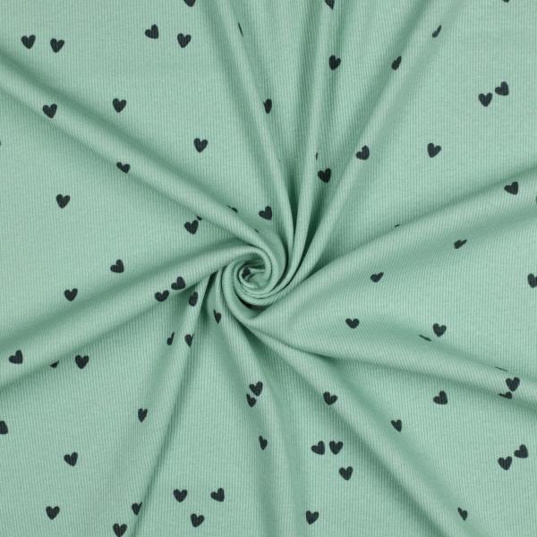 0,5 MTR. ♥ RIPPSTRICK JERSEY HERZCHEN - MINT ♥