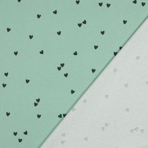 0,5 MTR. ♥ RIPPSTRICK JERSEY HERZCHEN - MINT ♥