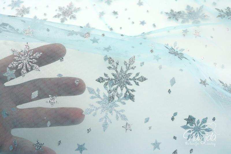 0,5 MTR. ♥ WEICHER EISKRISTALL TüLL EISBLAU ♥