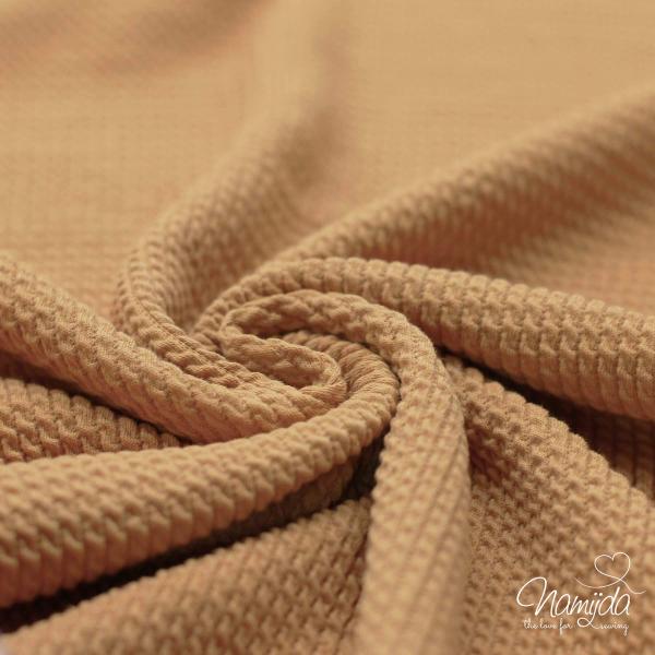 0,5 MTR. ♥ MINI WAFFEL ZOPFMUSTER STRICKJERSEY - CAMEL ♥