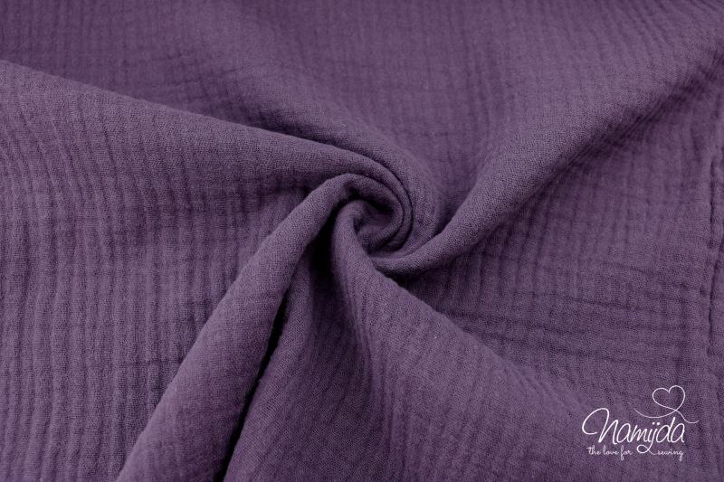 0,5 MTR. ♥ DouBLE GAUZE - Musselin DARK LILA - Baumwollstoff ♥