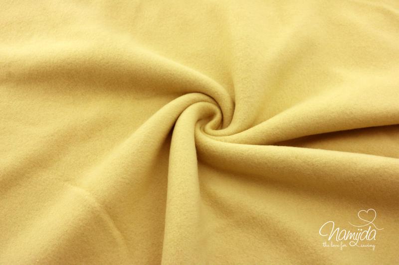 0,5 MTR. ♥ Doubelface Baumwollfleece DuSTY SENF - 100% Baumwolle ♥
