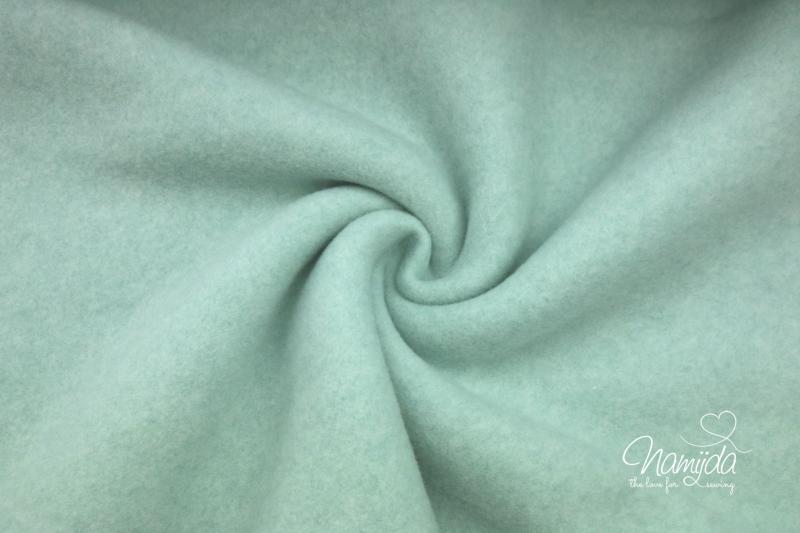 RESTSTÜCK 0,95 MTR. ♥ Doubelface Baumwollfleece MINT MELANGE - 100% Baumwolle ♥