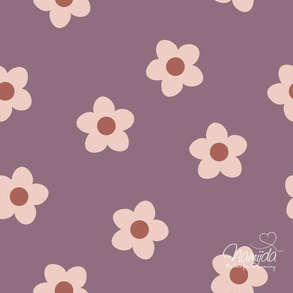 0,5 MTR. PURPLE LOVE DAISIES - FRENCH TERRY