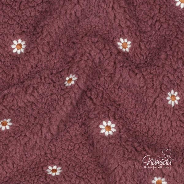 0,5 MTR. ♥ DAISIES TEDDY  ALTMAUVE/AUBERGINE ♥