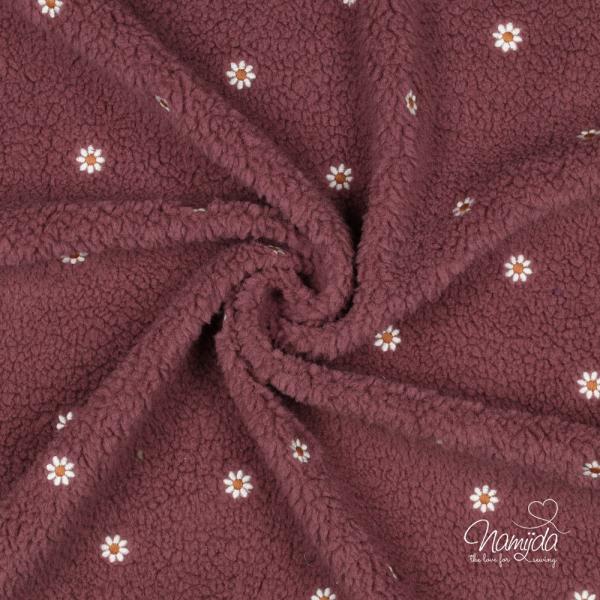 0,5 MTR. ♥ DAISIES TEDDY  ALTMAUVE/AUBERGINE ♥