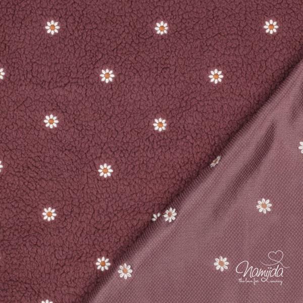0,5 MTR. ♥ DAISIES TEDDY  ALTMAUVE/AUBERGINE ♥