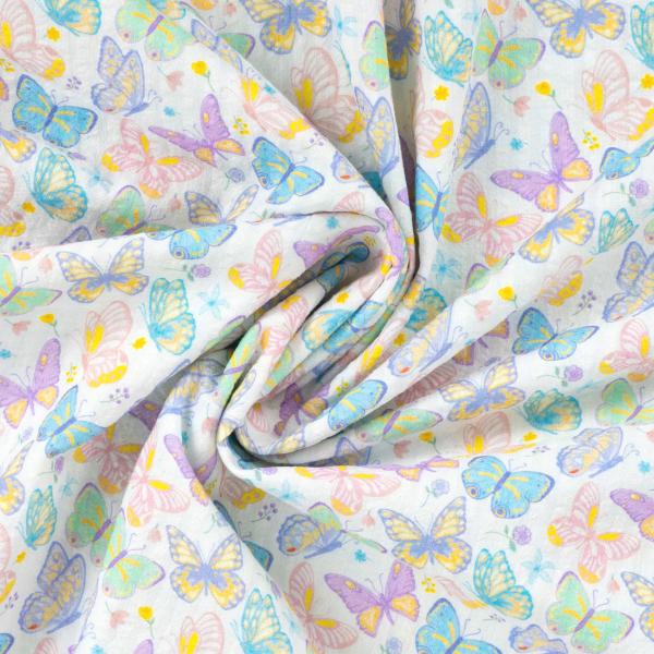 0,5 MTR. PASTELL COLOURFUL SCHMETTERLINGE BAUMWOLLE