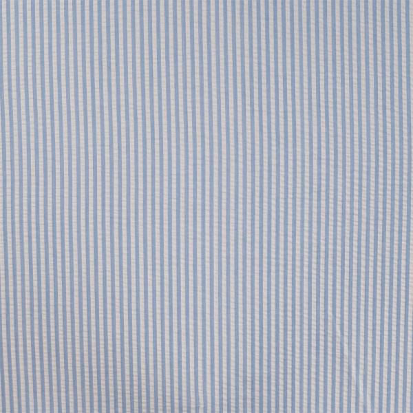 0,5 MTR. SEERSUCKER STREIFEN UNI HELLBLAU