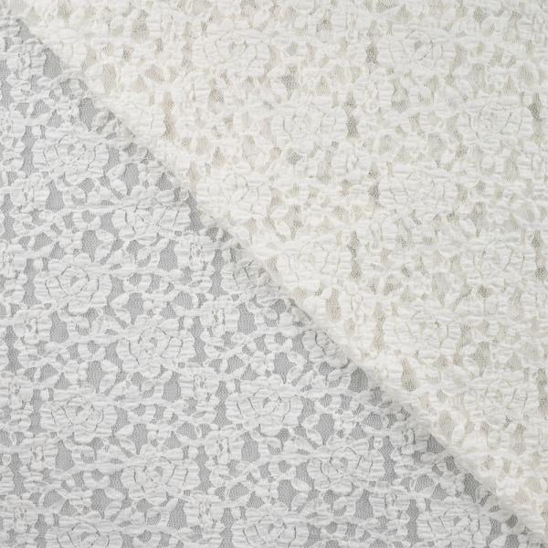 0,5 MTR. ♥ Elastische Spitze BLUMEN - NATUR/WEISS - Spitzenstoff ♥