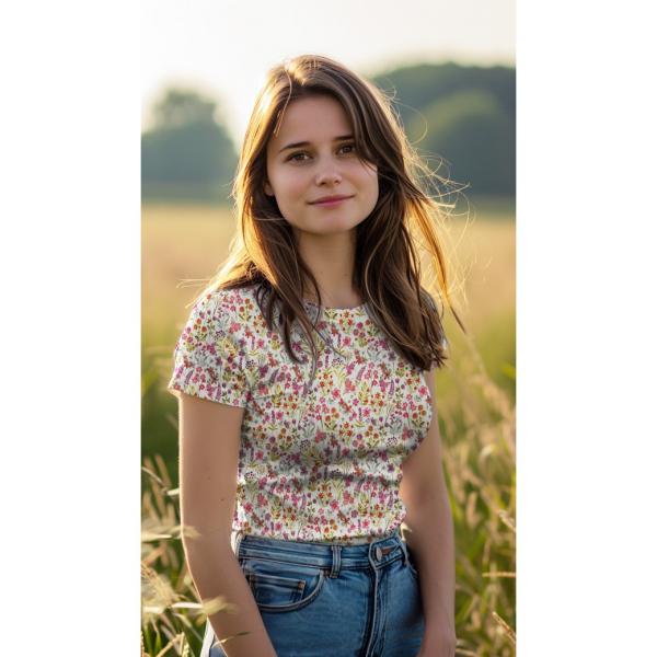 0,5 MTR. ♥ RIPPSTRICK JERSEY AUTUMN FLOWERS LILA ♥