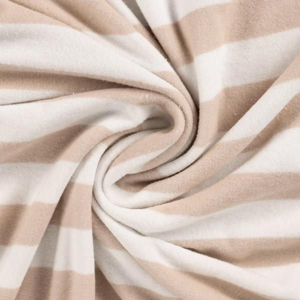 0,5 MTR. ♥ FROTTEE BLOCKSTREIFEN SAND - 100% BAUMWOLLE  ♥
