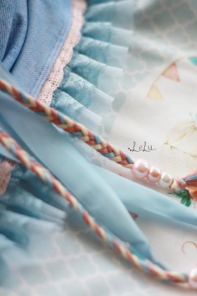 1 MTR. ♥ GEFLOCHTENE KORDEL - ROSE/HeLLBLAU/CREME  - 8mm ♥