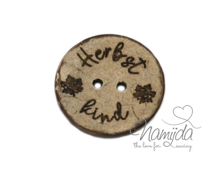 1 Stück ♥ EIGENPRODUKTION KOKOSKNOPF - HERBSTKIND - 22 mm ♥