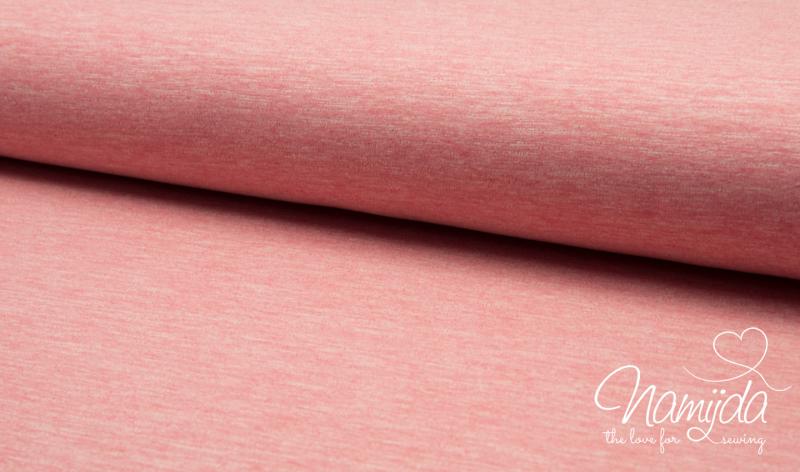 0,5 MTR. KUSCHLIGER SOFT SWEAT - ROSA RoT - mehrfarbig Meliert