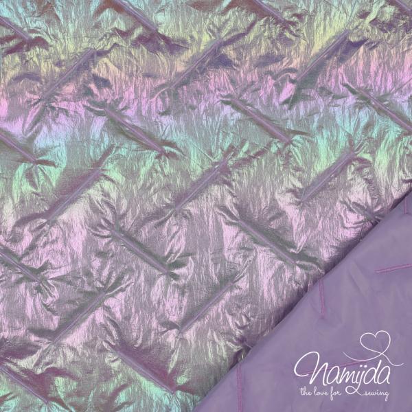 0,5 MTR. ♥ RAINBOW SHINY ABGESTEPPTER JACKENSTOFF - FLUOREZIEREND ♥