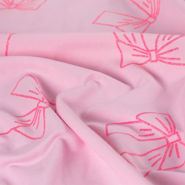 0,5 MTR. GLITTER SCHLEIFCHEN PINK - FRENCH TERRY