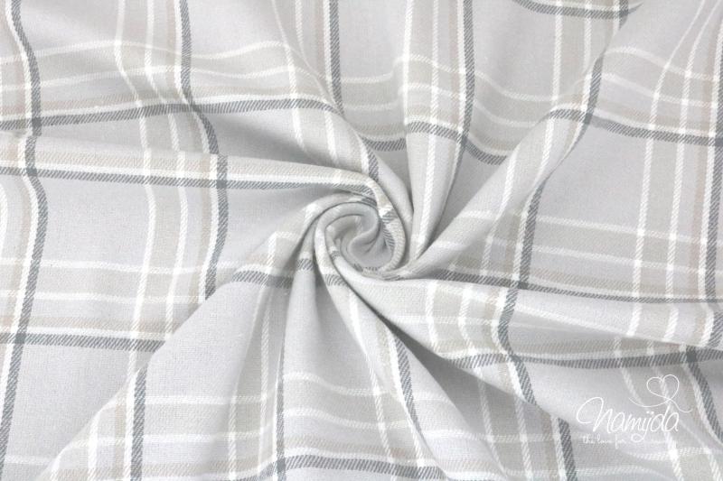 0,5 MTR.  KARO BRUSHED GRAU - BAUMWoLLE