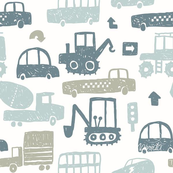 0,5 MTR.  CARS GO BLUE - FRENCH TERRY