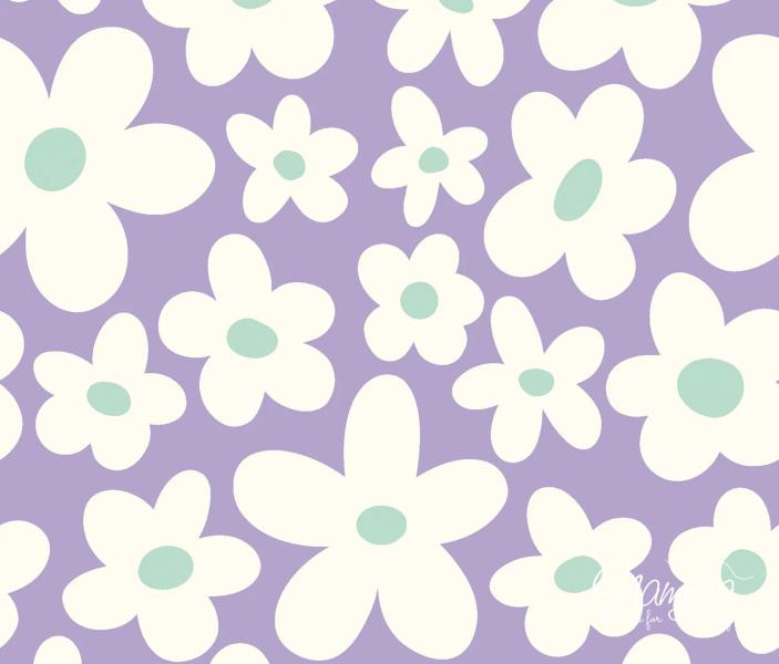 0,50 MTR.  FLOWERS LAVENDEL JERSEY
