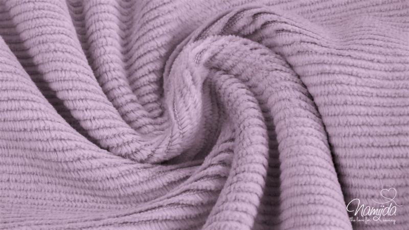 0,5 MTR. ♥ FEINCORD BAUMWOLL JERSEY - FLIEDER - ELASTISCH - WASHED ♥