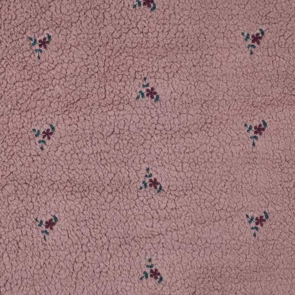 0,5 MTR. ♥ TEDDY GESTICKTE BLÜMCHEN MAUVE ♥