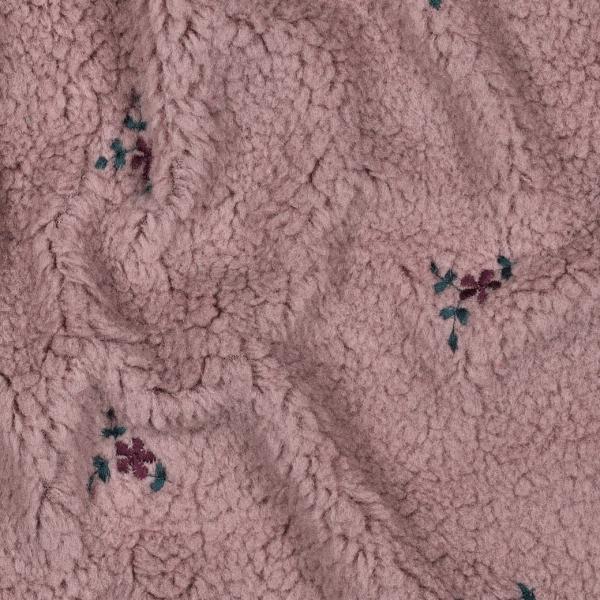 0,5 MTR. ♥ TEDDY GESTICKTE BLÜMCHEN MAUVE ♥