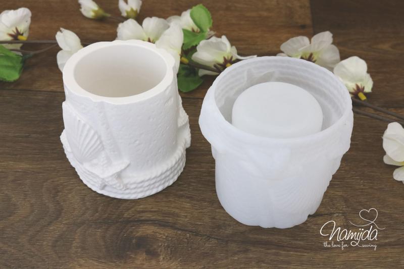 1 Stück ♥ GIESSFORM SILIKON - MARITIM DOSE MUSCHEL/SEESTERN 7,5cm x 6,5cm ♥