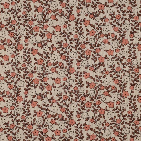 0,5 MTR. ♥ RIPPSTRICK BIO JERSEY AUTUMN DAISIES BEIGE ♥