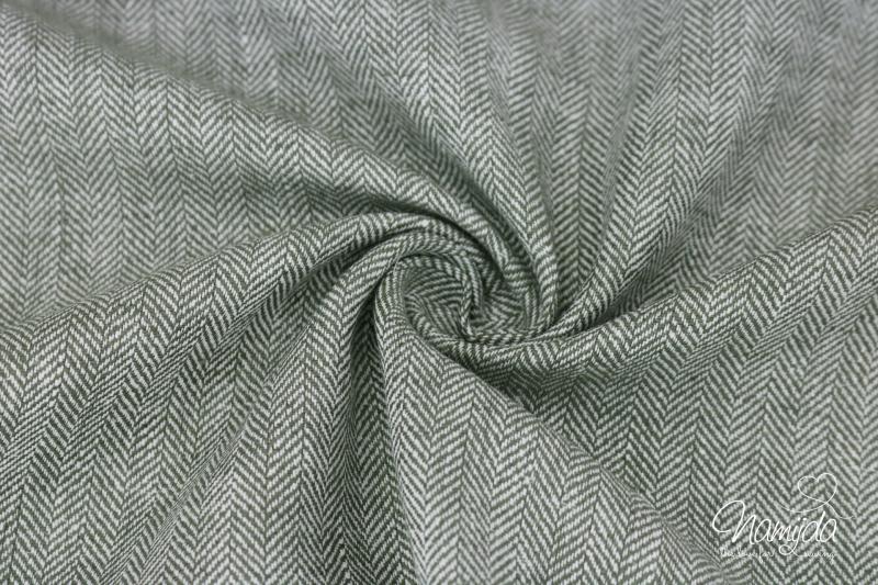 0,5 MTR. ♥ FISCHGRÄT BAUMWOLL LEINEN - KHAKI LIGHT ♥