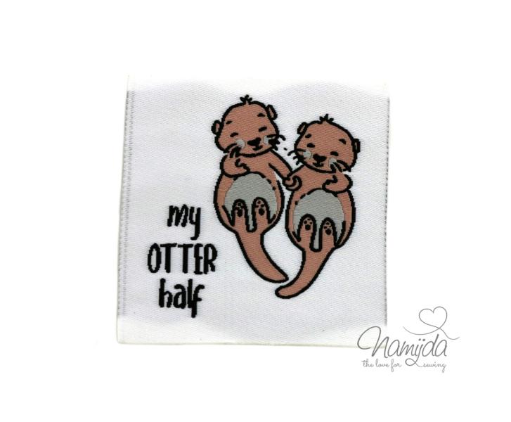 1 STCK. ♥ XL NAMIJDA EP WEBETIKETTEN - my OTTER half - WEISS ♥