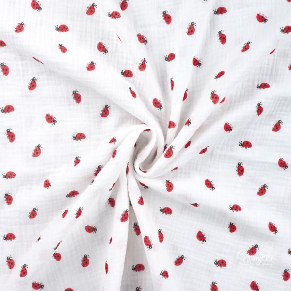 0,5 MTR.  ♥ MARIENKÄFER MUSSELIN NATUR ♥