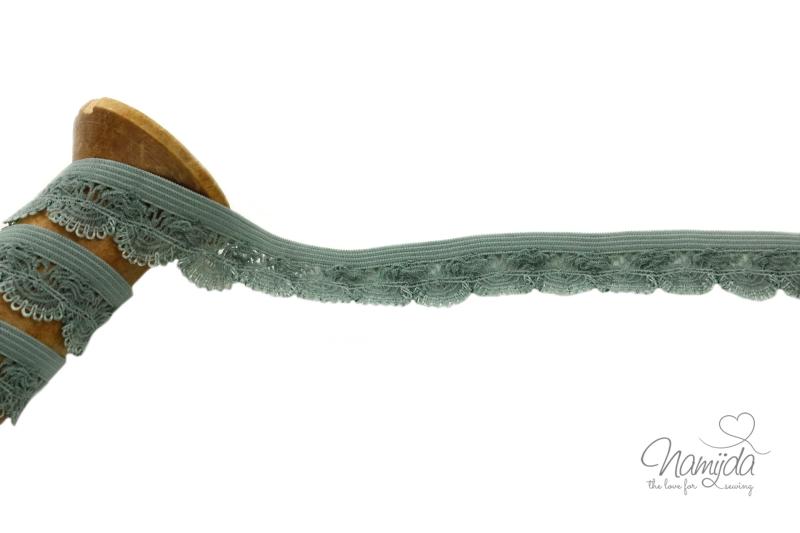 1 MTR. ♥ Elastische BOGENSPITZE - Ziergummi - KHAKI LIGHT - 1,8cm ♥