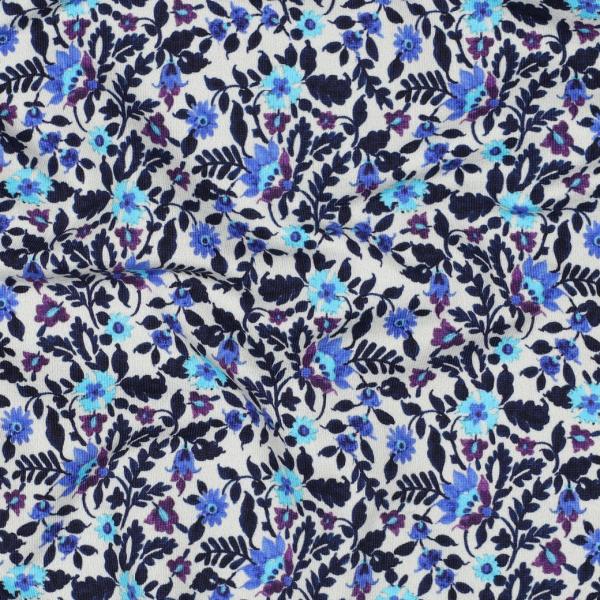 0,5 MTR. FROZEN WINTERBLÜMCHEN TÜRKIS/AUBERGINE FRENCH TERRY